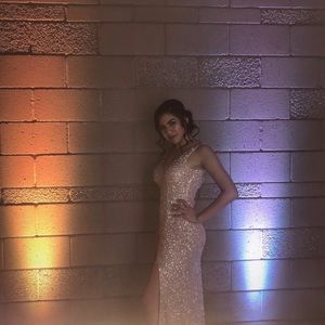 Rose Gold / Blush V-Neck Dress